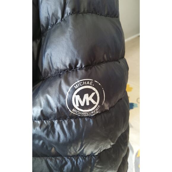 Michael Kors Black Puffer packable quilted down coat zip up size womens M preppy - Picture 9 of 10